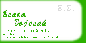 beata dojcsak business card